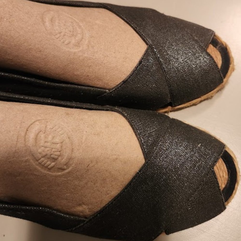 Ralph Lauren Cecilia Grey/silver wedge espadrilles Size 7.5
